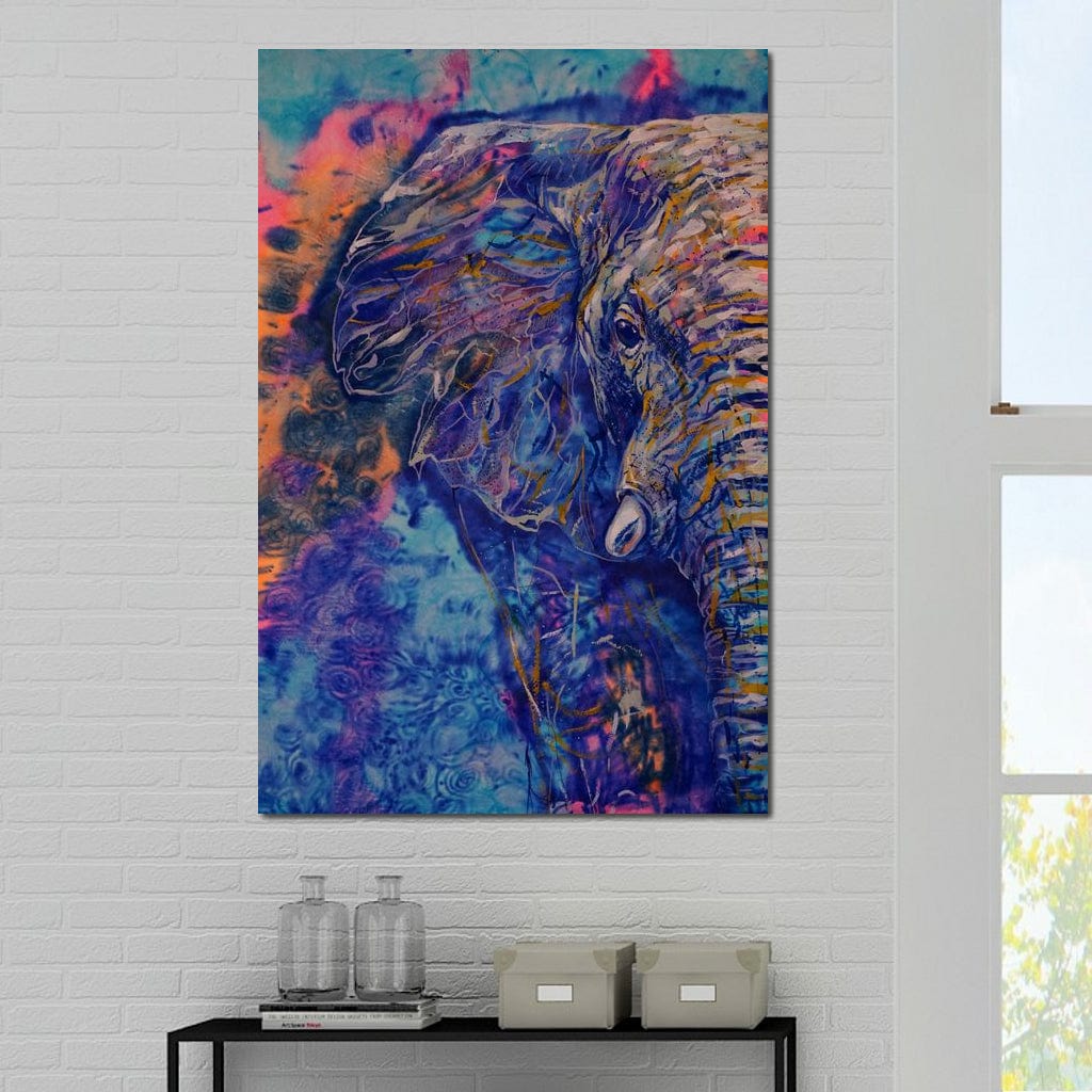 Tablou Canvas Premium, LuxCanva® M1315, Gigantul din Nebuloasa, Abstract, Multicolor, Culori Vibrante, Arta Moderna, Texturat, Elefant, Profil, Fantezie, Birou, Living, Camera Copil