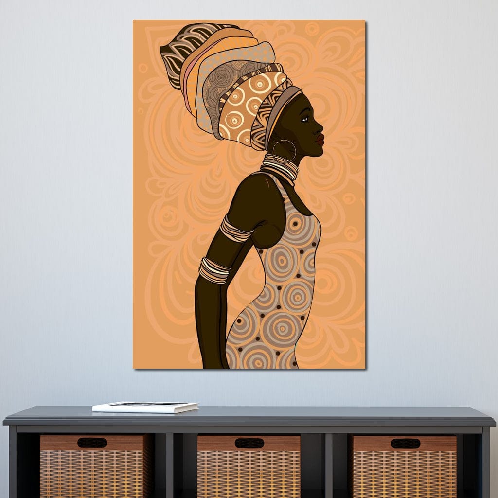Tablou Canvas Premium, LuxCanva® G1074, Traditie si Modernitate, Africa, Continent, Feminitate, Exotic, Turban, Gratie, Soare, Bratari, Living, Dormitor