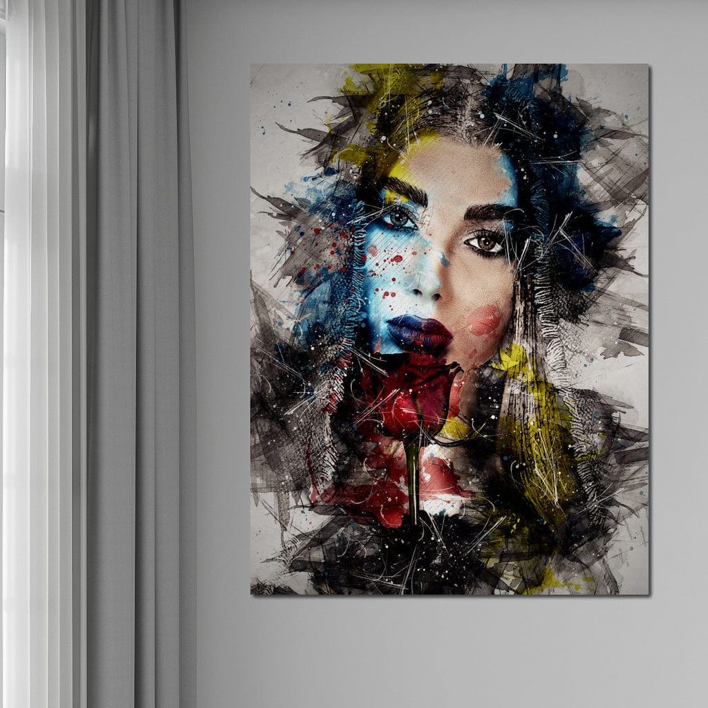 Tablou Canvas Premium, LuxCanva® G1091, Taina Unei Priviri, Trandafir, Ganduri, Privire, Expresie, Femeie, Revista, Pictura, Expozitie, Arta, Living, Dormitor