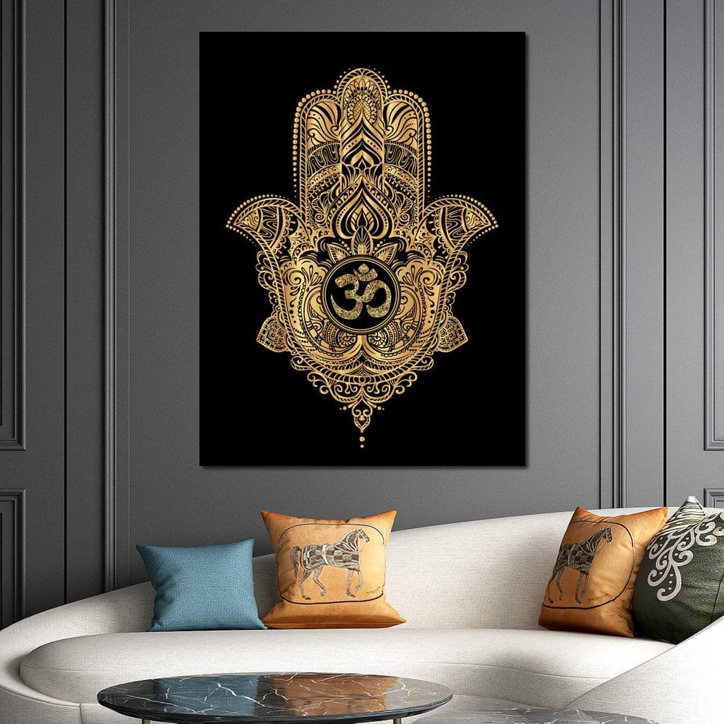 Tablou Canvas Premium LuxCanva® I101, Hamsa Sacra, Protectie, Spiritualitate, Noroc, Talisman, Eleganta, Fatima, Mana, Energie Pozitiva, Meditatie, Living, Dormitor