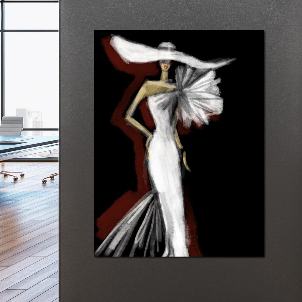 Tablou Canvas Premium, LuxCanva® G1113, Eleganta Absoluta, Catwalk, Alb, Stil, Glamour, Eleganta, Couture, Chic, Diva, Rochie, Living, Dormitor