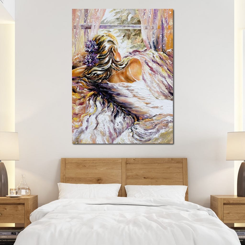 Tablou Canvas Premium LuxCanva® E1050, Dimineata Unei Visatoare, Rasarit, Fereastra, Ganduri, Diafana, Magie, Living Room, Culori vibrante