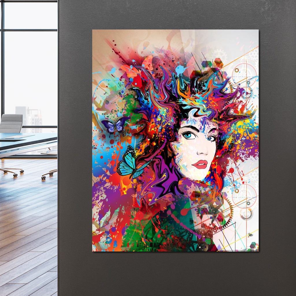 Tablou Canvas Premium, LuxCanva® G1081, Energia Creativitatii, Explozie, Culoare, Haos, Femeie, Privire, Artistic, Expozitie, Living, Dormitor