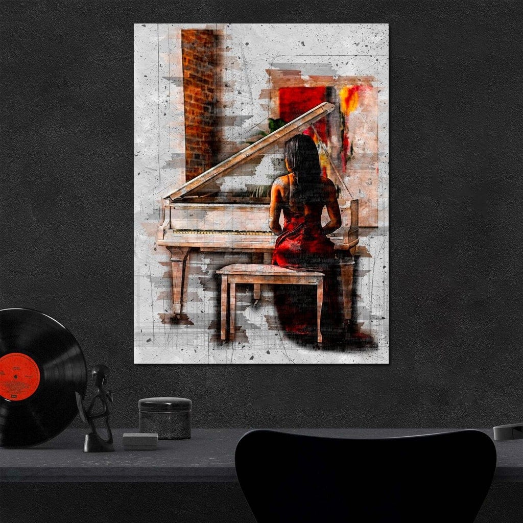 Tablou Canvas Premium LuxCanva® G1047, Pianista in Rosu