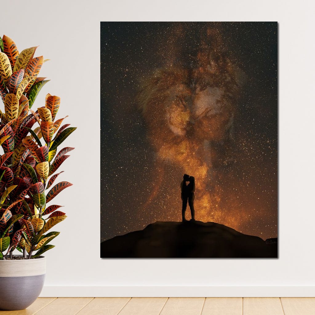 Tablou Canvas Premium LuxCanva® E1027, Iubire Dincolo de Stele, Astral, Cosmic, Univers, Indragostiti, Destin, Living Room, Culori vibrante