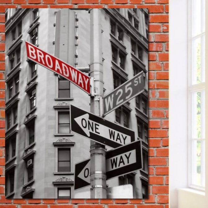 Tablou Canvas Premium, LuxCanva® O1005, Intersectia Viselor, Broadway, Rascruce, Strazi, Semne, Circulatie, Urban, Alb, Negru, Rosu, Minimalism, America, Industrial, Living, Dormitor, Birou