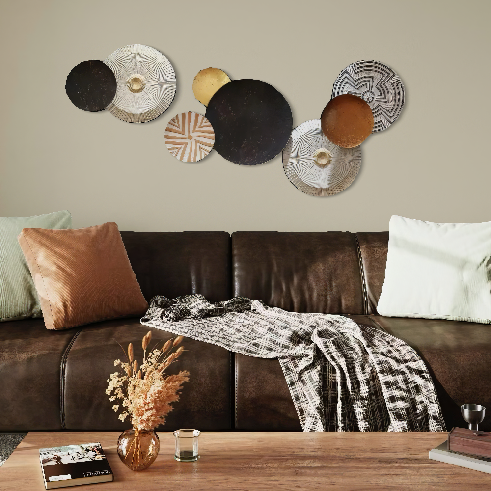 Set 2 Decoratiuni Metalice de Perete LuxCanva® Bronze Mirage A2284, din Metal, Orizontala, Negru, Auriu, Alb, Cupru, Dimensiune Mare 197 x 77 x 14 cm