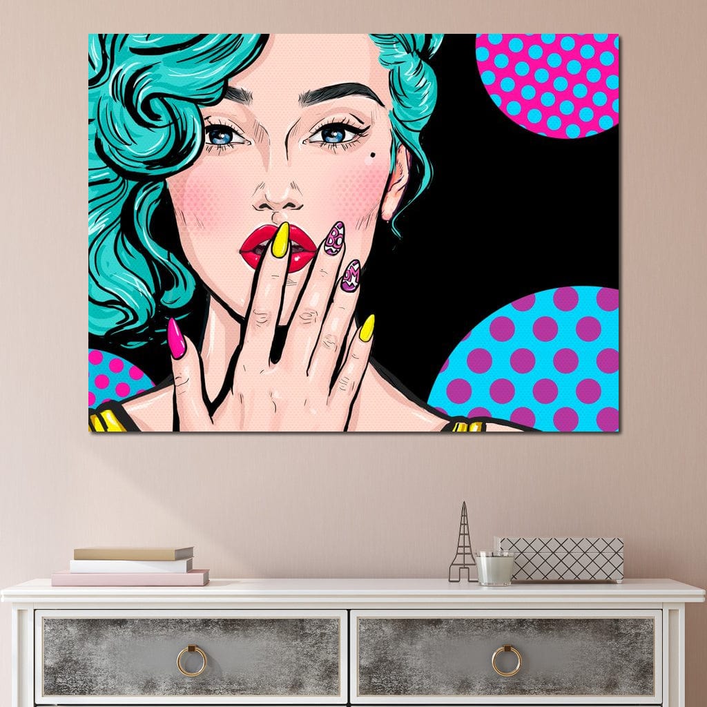 Tablou Canvas Premium, LuxCanva® G1077, Femeia Iconica, Glam, Unghii, Colorat, Surpriza, Retro, Atitudine, Pop Art, Viziune, Living, Dormitor