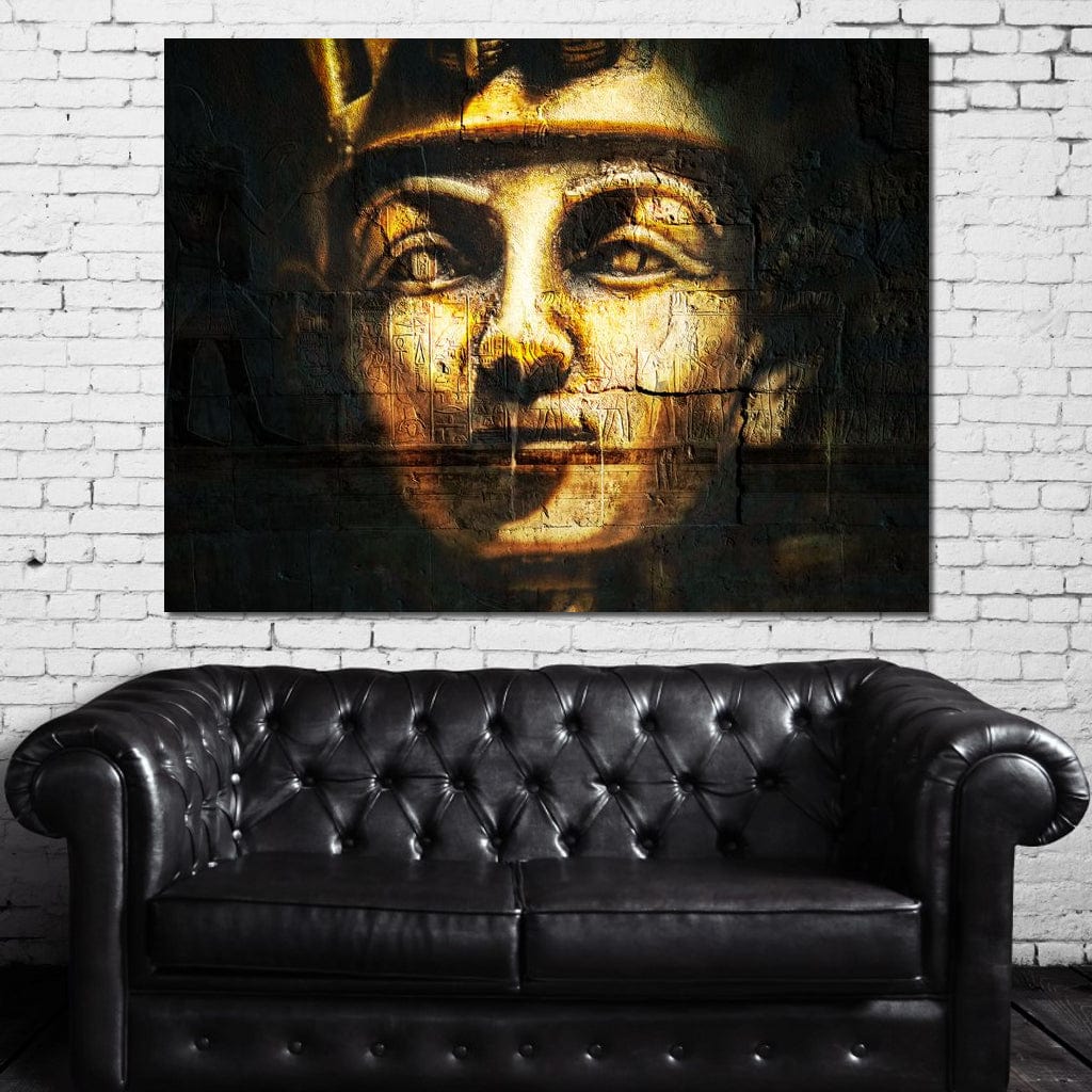 Tablou Canvas Premium, LuxCanva® O1051, Eternul Tutankhamon, Faraon, Privire, Egipt, Antic, Chip, Nil, Zei, Hieroglife, Istorie, Mister, Mitologie, Regalitate, Sacru, Simbolic, Birou, Living, Dormitor