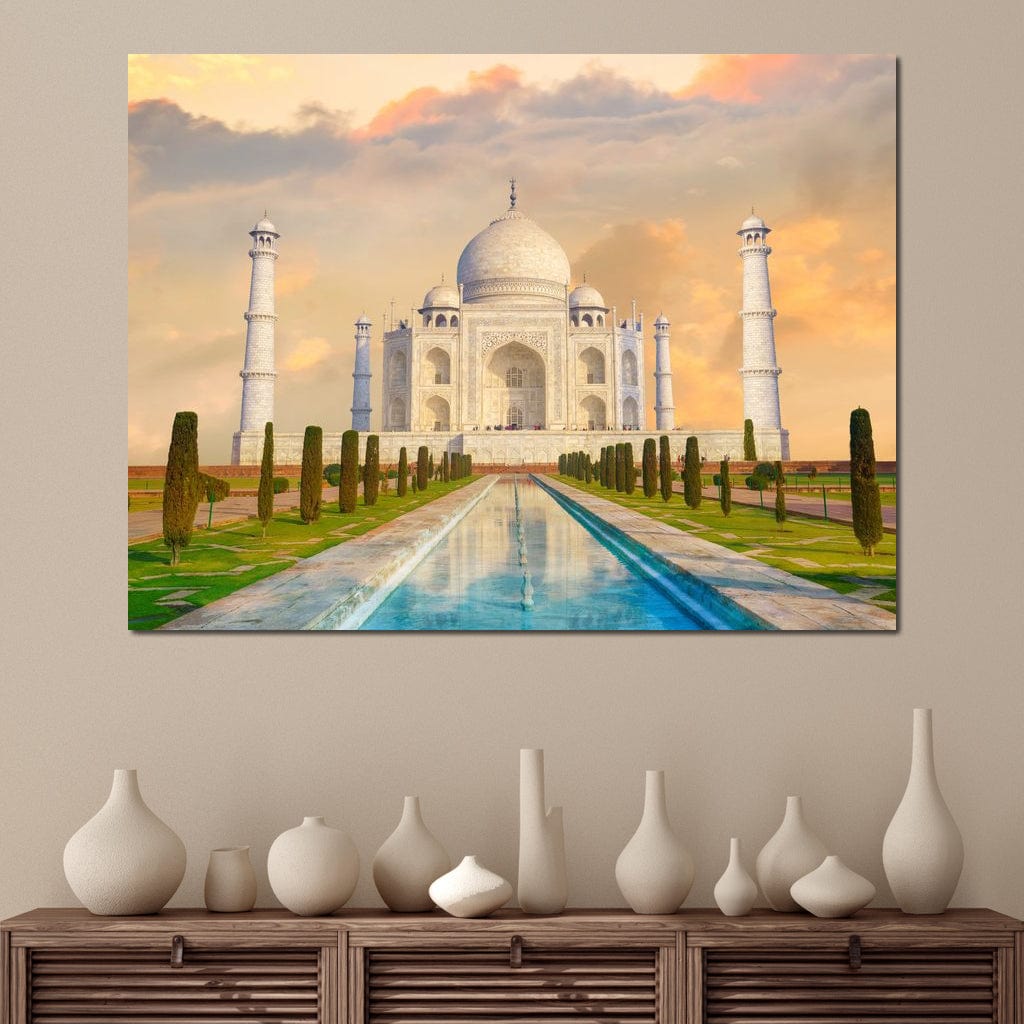 Tablou Canvas Premium, LuxCanva® O1049, Splendoarea Indiei, Taj Mahal, Eternitate, Marmura, Imparat, Palat, Arta, Patrimoniu, Cultural, Minune, Lume, Arhitectura, Univers, Birou, Living, Dormitor