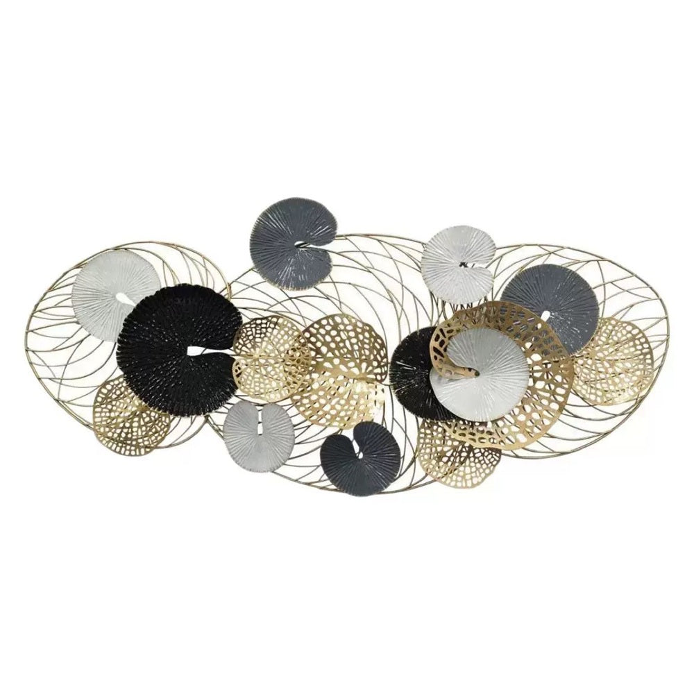 Decoratiune Metalica de Perete LuxCanva® Iron Essence A2026, din Metal, Negru, Gold, Alb, Gri, Auriu, Dimensiune Mare 125 x 55 cm