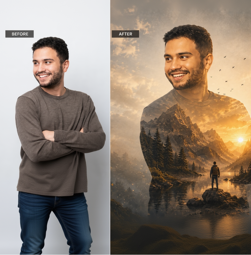 Tablou Personalizat Double Exposure | Artistic | Orizontal Landscape