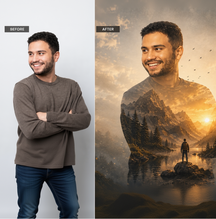 Tablou Personalizat Double Exposure | Artistic | Orizontal Landscape