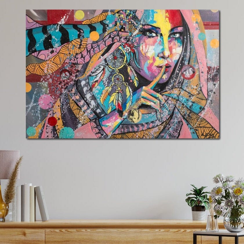 Tablou Canvas Premium, LuxCanva® GL1069, Calatorie Spirituala, Boem, Mister, Tribal, Simbolism, Spiritualitate, Zeita, Tacere, Liniste, Living, Dormitor