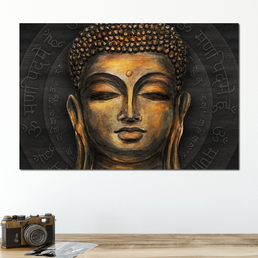 Tablou Canvas Premium LuxCanva® I110, Traieste Zen, Buddha, Zen, Templu, Mantra, Auriu, Echilibru, Ritual, Liniste, Sacru, Meditatie, Armonie, Urna