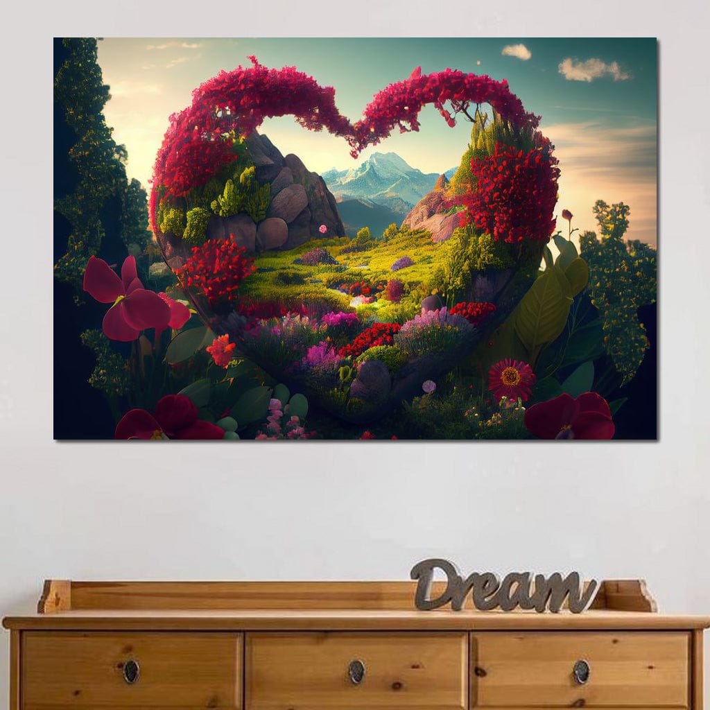 Tablou Canvas Premium LuxCanva® E1041, Colt de Rai, Gradina, Refugiu, Paradis, Rai, Floral, Living Room, Culori vibrante