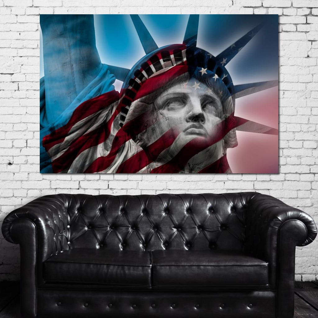 Tablou Canvas Premium, LuxCanva® O1047, Eterna Gardiana, Libertate, America, Spirit, Natiune, Steag, Vis, Patriotism, Simbol, Statuie, Identitate, Independenta, Democratic, Birou, Living, Dormitor
