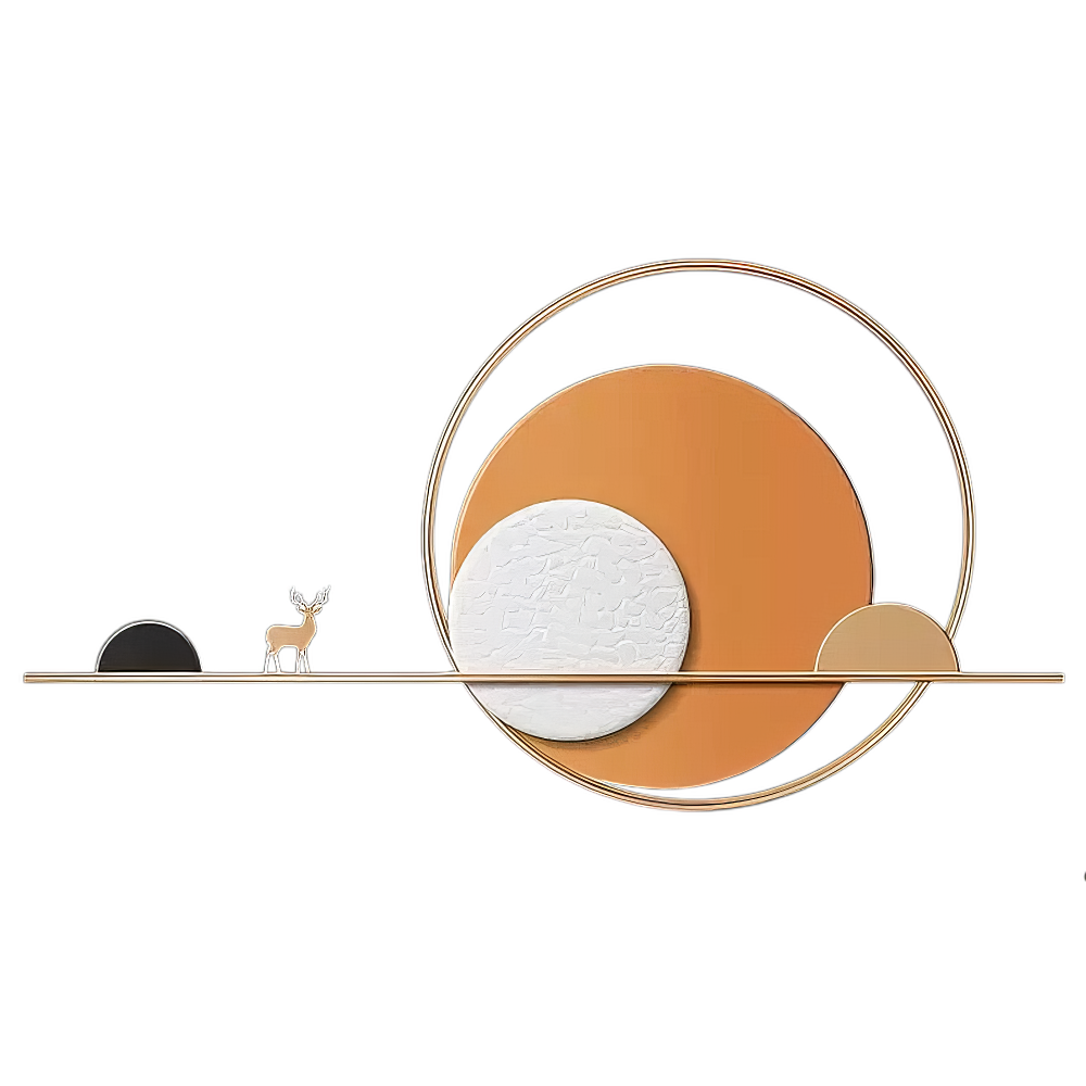 Decoratiune Metalica de Perete LuxCanva® Sunset Horizon A2274, din Metal, Orizontala, Portocaliu, Alb, Auriu, Dimensiune Mare 150 x 80 cm