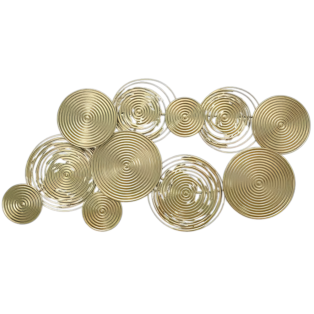 Decoratiune Metalica de Perete LuxCanva® Mistique Desire A2594, din Metal, Orizontal, Auriu, Dimensiune Mare 116 x 62 cm