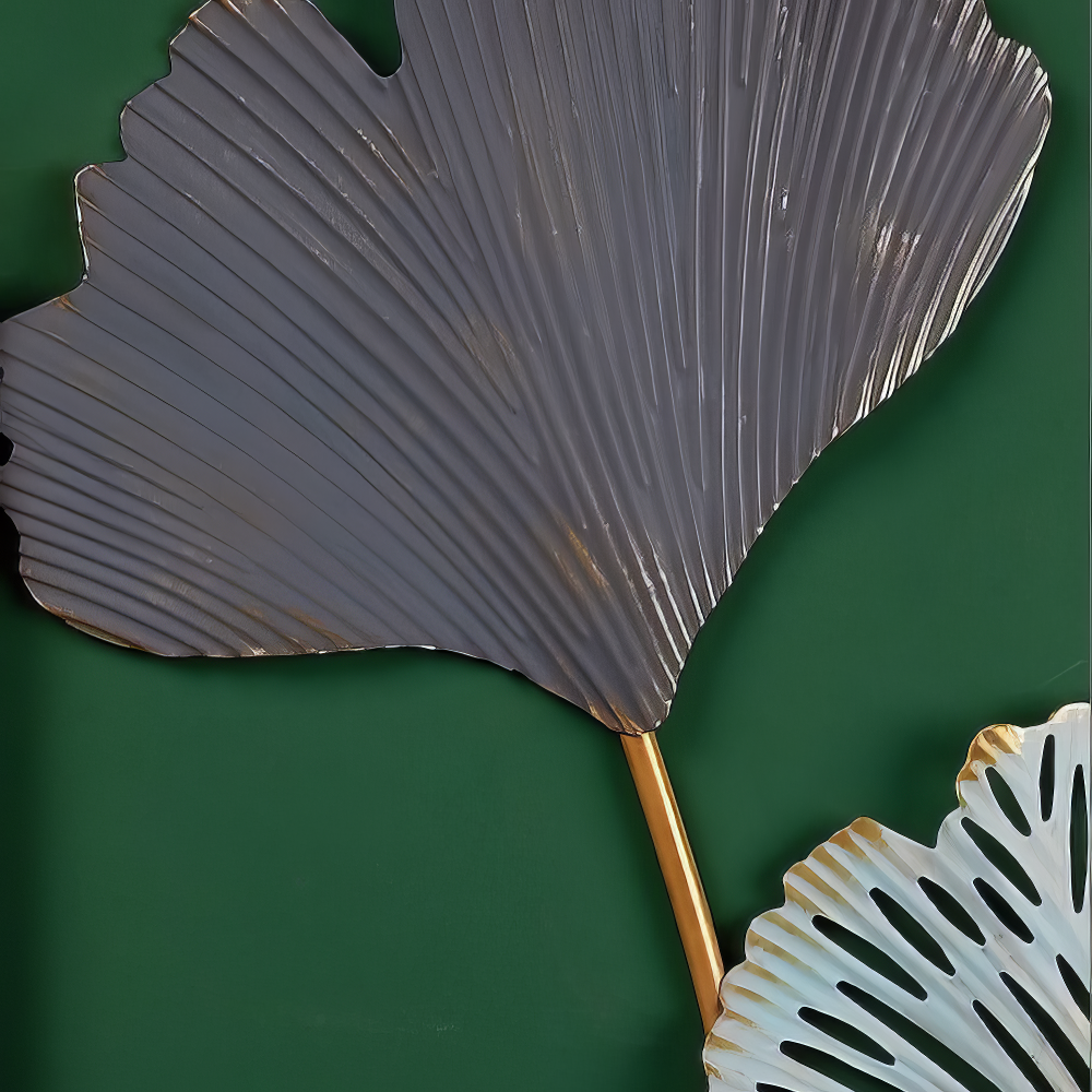 Decoratiune Metalica de Perete LuxCanva® Blue Petal Contour A2926R, din Metal, Verticala, Auriu, Bleu, Gri Petrol, Dimensiune Mare 30 × 85 × 2 cm