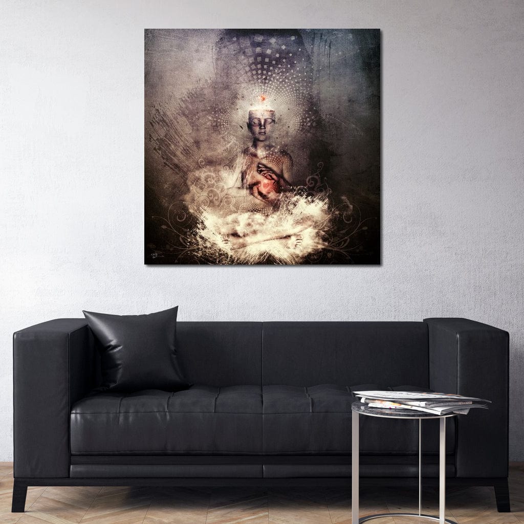 Tablou Canvas Premium LuxCanva® I119, Fiinta Cosmica, Buddha, Inima, Iluminare, Transcendenta, Pace Interioara, Esenta, Univers, Spiritualitate, Zen