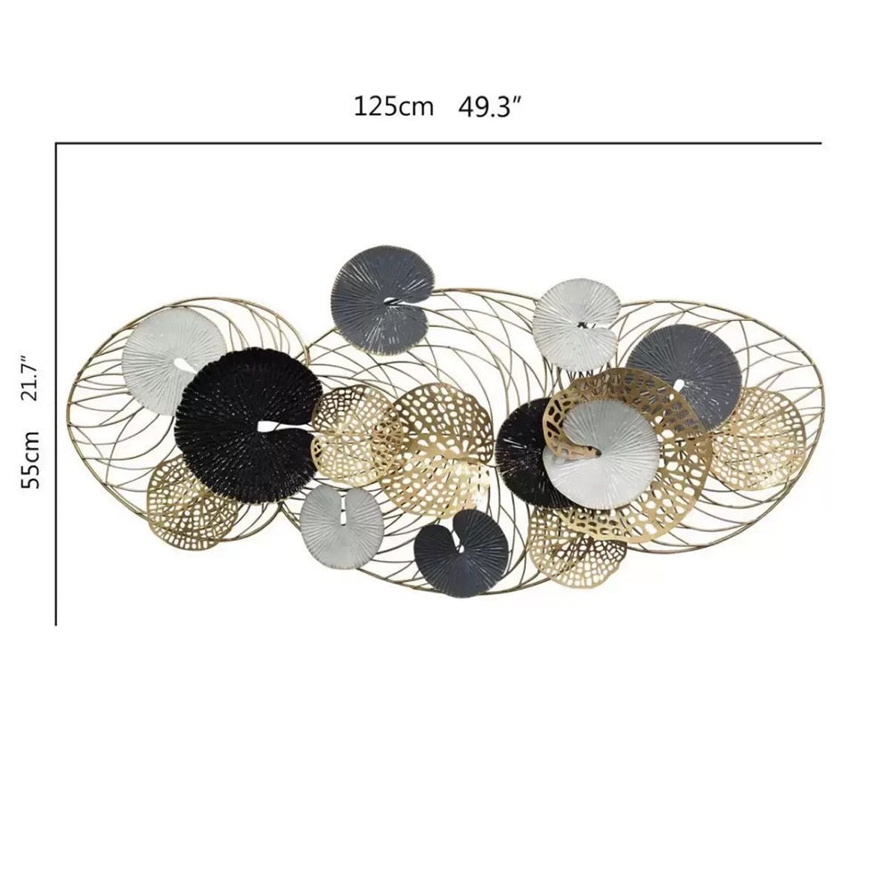 Decoratiune Metalica de Perete LuxCanva® Iron Essence A2026, din Metal, Negru, Gold, Alb, Gri, Auriu, Dimensiune Mare 125 x 55 cm