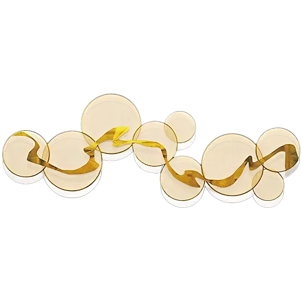 Decoratiune Metalica de Perete LuxCanva® Golden Flow A2525, din Metal, Orizontala, Auriu, Dimensiune Mare 180 x 68 cm