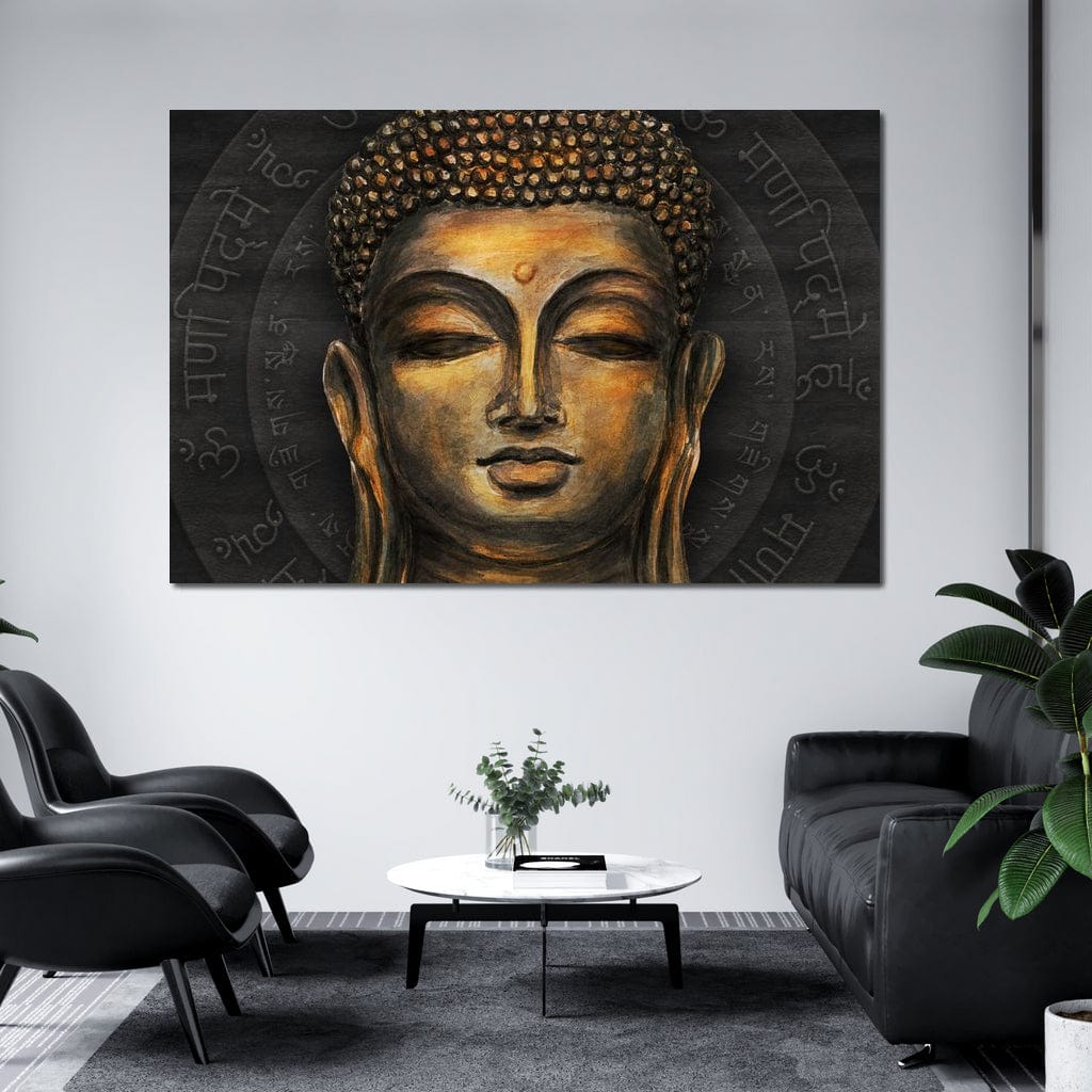Tablou Canvas Premium LuxCanva® I110, Traieste Zen, Buddha, Zen, Templu, Mantra, Auriu, Echilibru, Ritual, Liniste, Sacru, Meditatie, Armonie, Urna