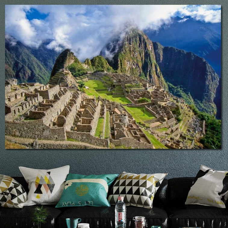 Tablou Canvas Premium, LuxCanva® O1048, Orasul Pierdut al Incasilor, Machu Picchu, Comoara, Anzi, Taram, Zei, Mosternire, Cetate, Nori, Soare, Mister, Peru, Munti, Ruina, Birou, Living, Dormitor