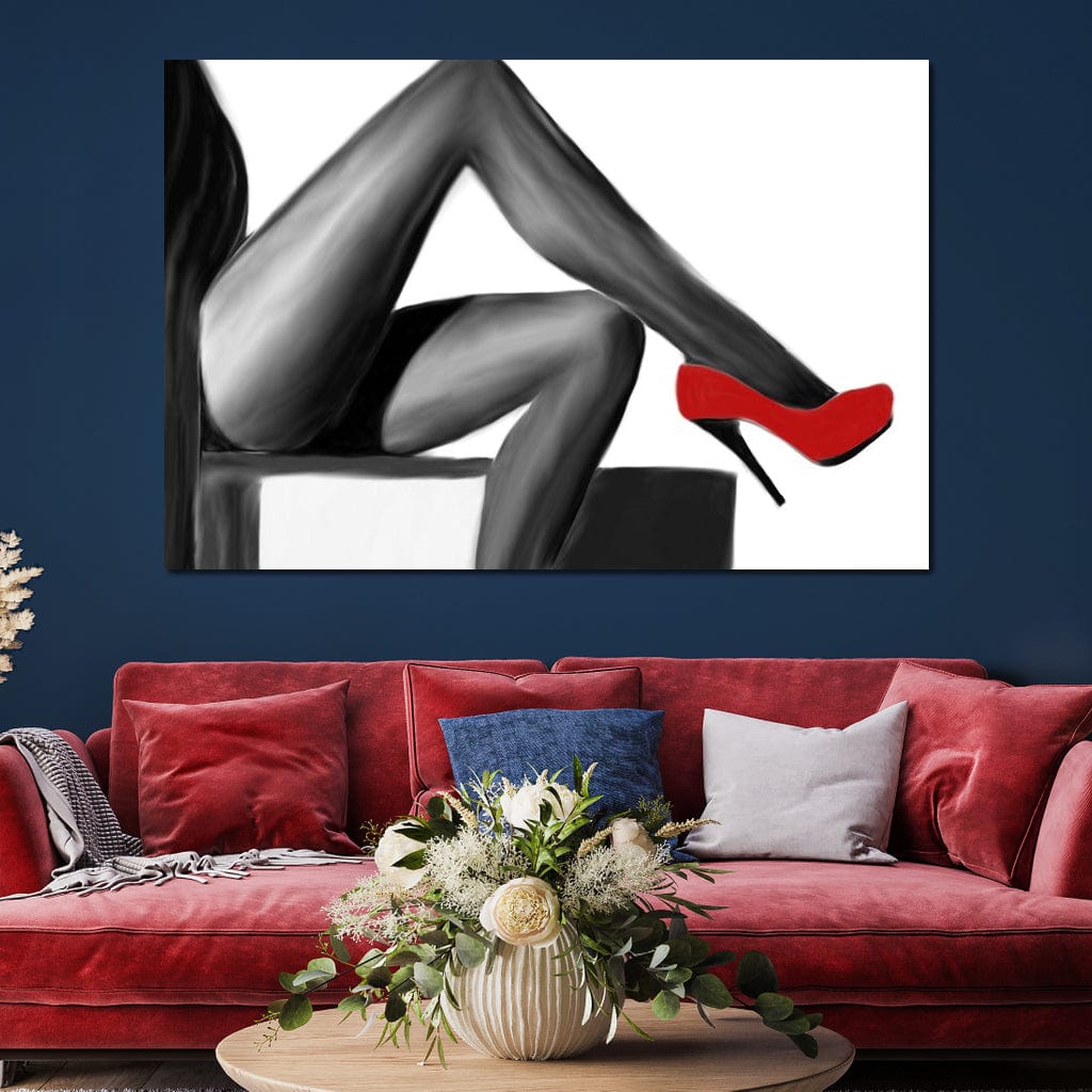 Tablou Canvas Premium LuxCanva® E1026, Stiletto Rosu, Pantofi, Tocuri, Feminitate, Seductie, Femeie, Living Room, Culori vibrante