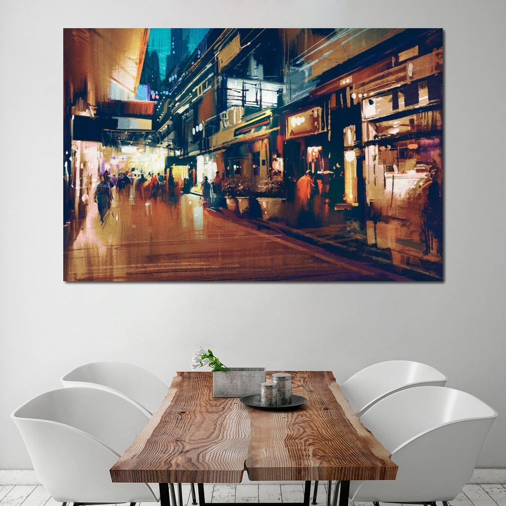 Tablou Canvas Premium, LuxCanva® O1020, Aleile Vietii, Vibrant, Dinamic, Cald, Animat, Contemporan, Electric, Pictural, Nocturn, Apus, Oras, Bulevard, Cartier, Stralucire, Birou, Living, Dormitor