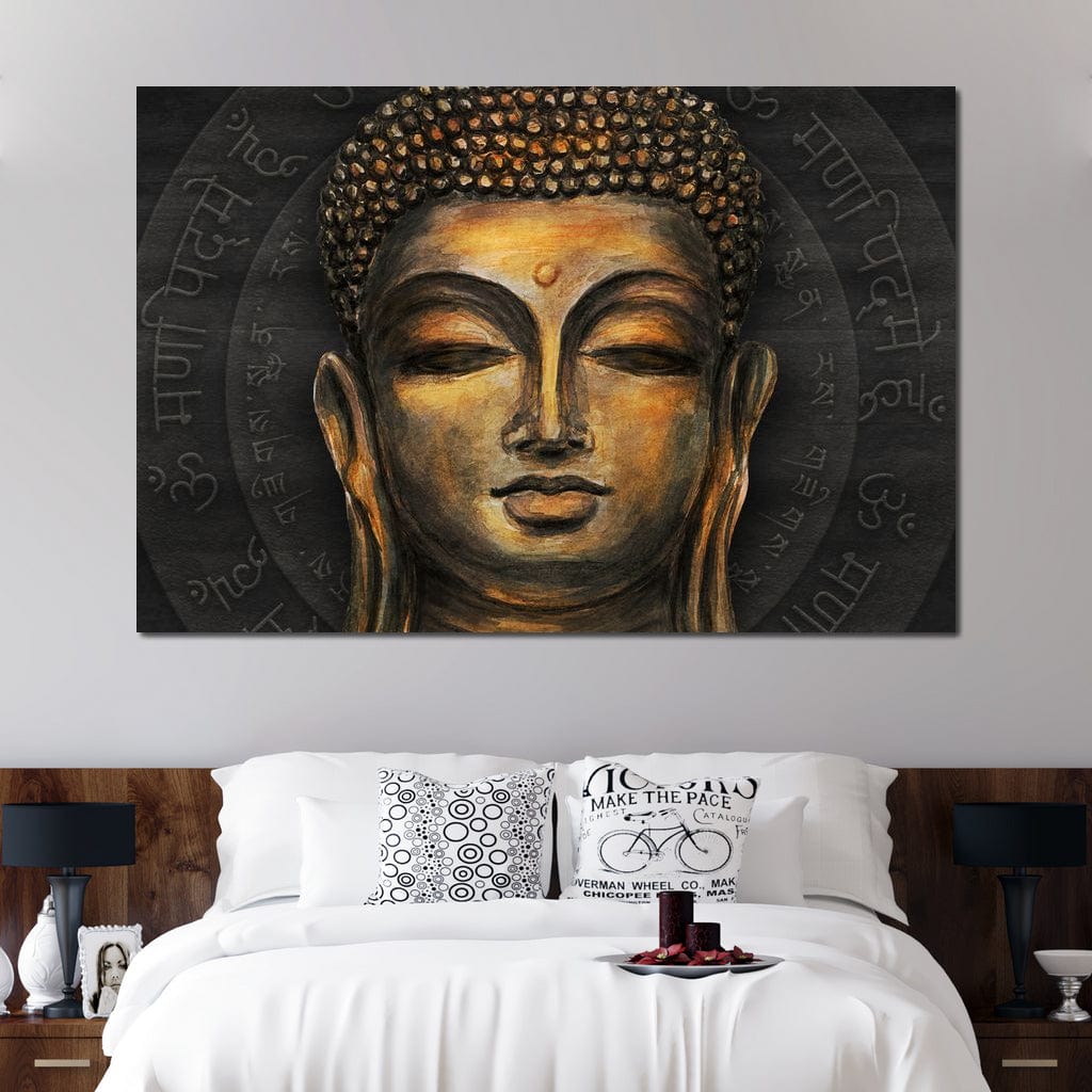 Tablou Canvas Premium LuxCanva® I110, Traieste Zen, Buddha, Zen, Templu, Mantra, Auriu, Echilibru, Ritual, Liniste, Sacru, Meditatie, Armonie, Urna