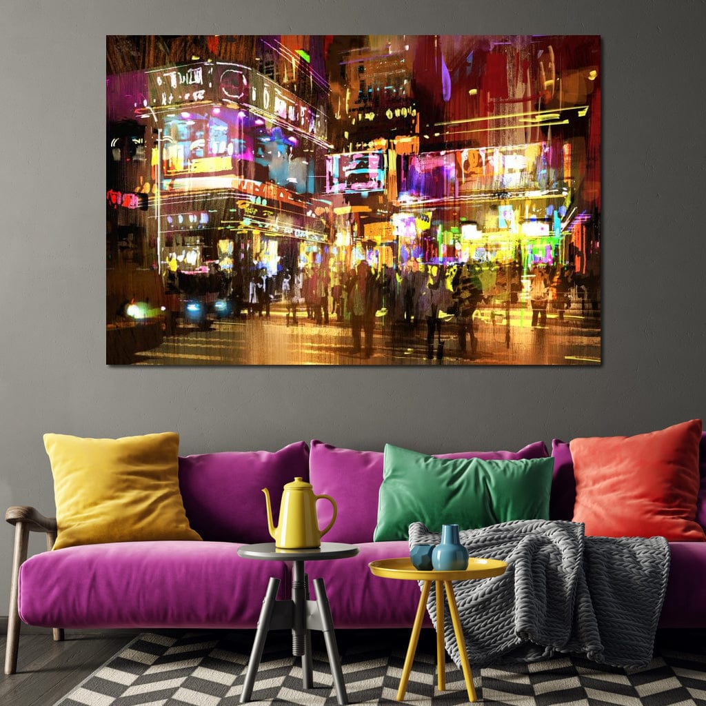 Tablou Canvas Premium, LuxCanva® O1023, Nopti Electrice, Exploziv, Stralucire, Oras, Strada, Univers, Colorit, Palpitant, Viteza, Reclame, Oameni, Plimbare, Carnaval, Neon, Birou, Living, Dormitor
