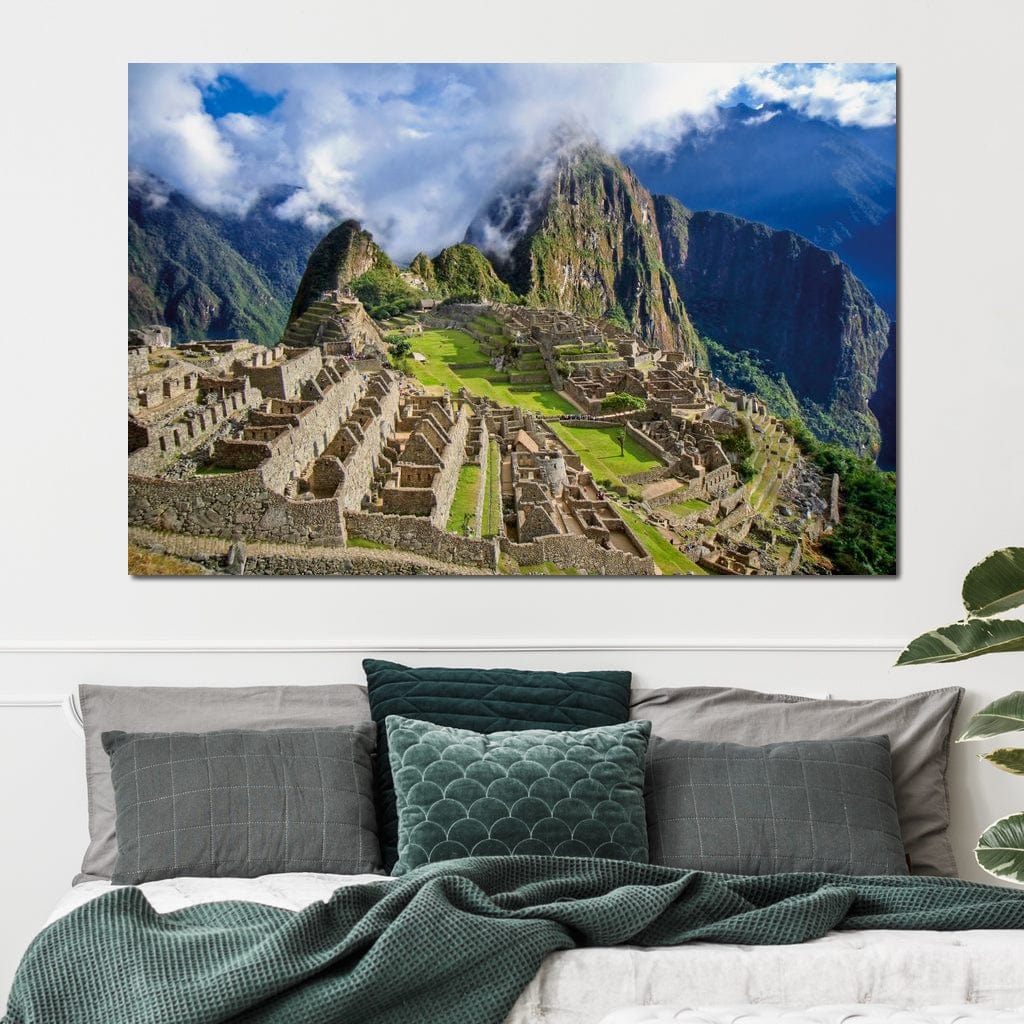 Tablou Canvas Premium, LuxCanva® O1048, Orasul Pierdut al Incasilor, Machu Picchu, Comoara, Anzi, Taram, Zei, Mosternire, Cetate, Nori, Soare, Mister, Peru, Munti, Ruina, Birou, Living, Dormitor