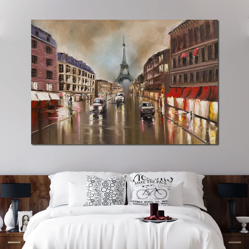Tablou Canvas Premium, LuxCanva® O1010, Eiffel la Apus, Paris, Bulevard, Ploaie, Apus, Romantism, Turn, Franta, Capitala, Cafenele, Décor, Vacanta, Iconic, Impresionism, Birou, Living, Dormitor