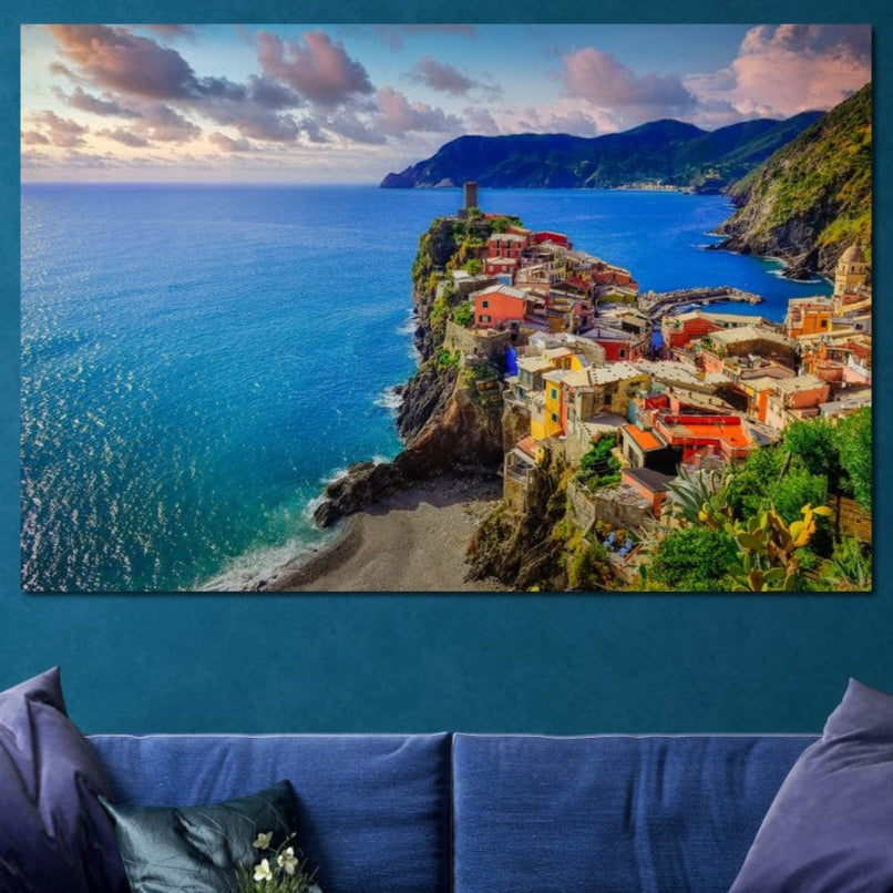 Tablou Canvas Premium, LuxCanva® O1006, Paradis pe Riviera Italiana, Cinque, Terre, Mediterana, Mare, Stanca, Oras, Refugiu, Italia, Poveste, Vacanta, Liniste, Coasta, Case, Birou, Living, Dormitor