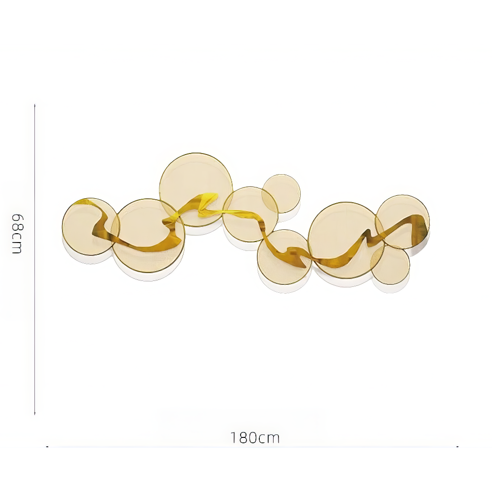 Decoratiune Metalica de Perete LuxCanva® Golden Flow A2525, din Metal, Orizontala, Auriu, Dimensiune Mare 180 x 68 cm