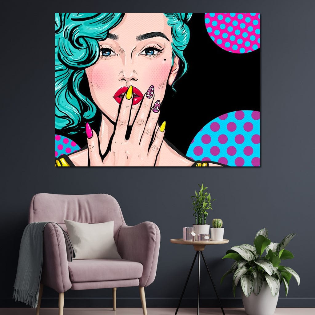 Tablou Canvas Premium, LuxCanva® G1077, Femeia Iconica, Glam, Unghii, Colorat, Surpriza, Retro, Atitudine, Pop Art, Viziune, Living, Dormitor