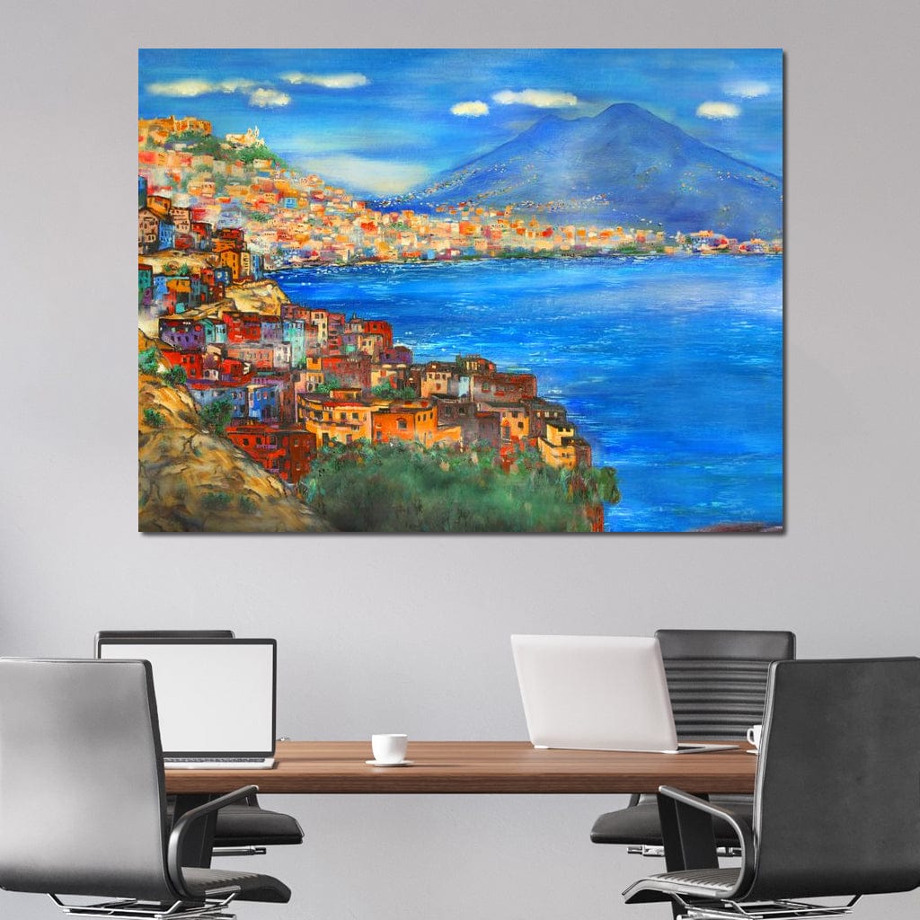 Tablou Canvas Premium, LuxCanva® O1027, Lumina peste Napoli, Oras, Coasta, Italia, Mediterana, Soare, Munte, Mare, Casa, Curcubeu, Cromatic, Azur, Solar, Caldura, Senin, Birou, Living, Dormitor