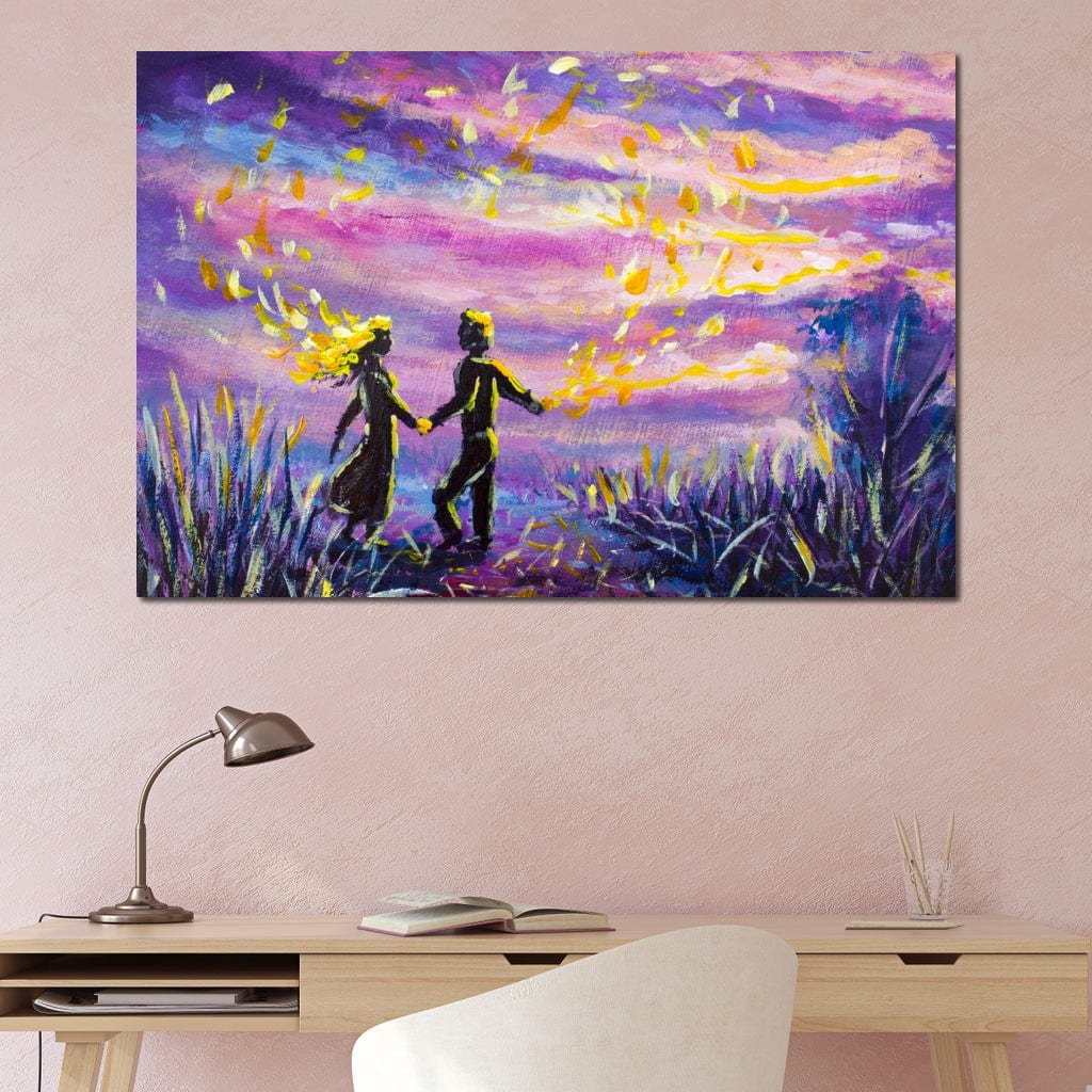 Tablou Canvas Premium LuxCanva® E1032, Mana in Mana Spre Infinit, Magie, Visare, Eternitate, Lila, Cuplu, Living Room, Culori vibrante
