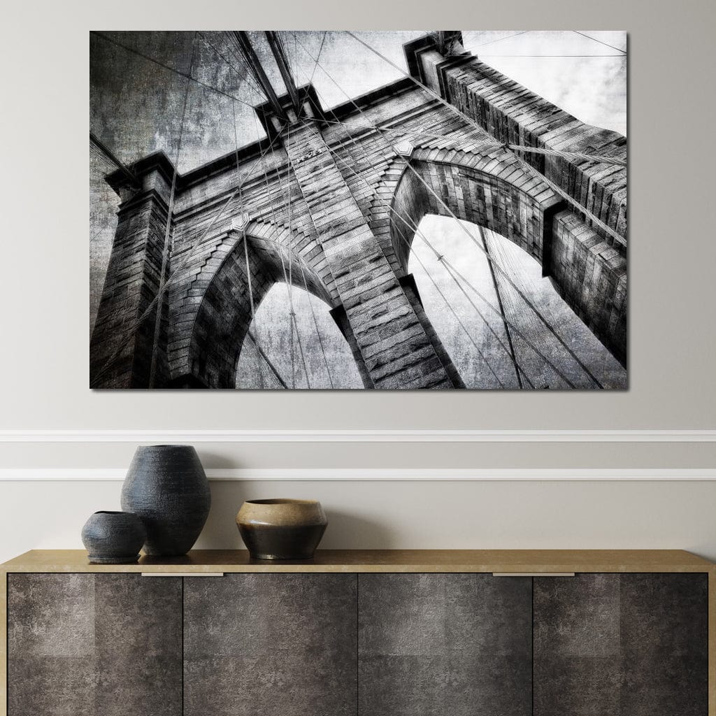Tablou Canvas Premium, LuxCanva® O1041, Podul Brooklyn, New York, Arhitectura, Iconic, Pod, Infinit, Industrial, Urban, Atemporal, Stabilitate, Rezistenta, Maretie, Vis, Birou, Living, Dormitor