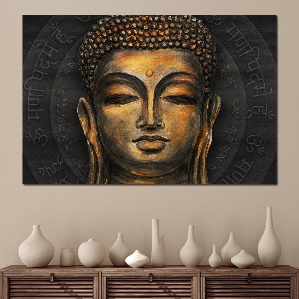 Tablou Canvas Premium LuxCanva® I110, Traieste Zen, Buddha, Zen, Templu, Mantra, Auriu, Echilibru, Ritual, Liniste, Sacru, Meditatie, Armonie, Urna