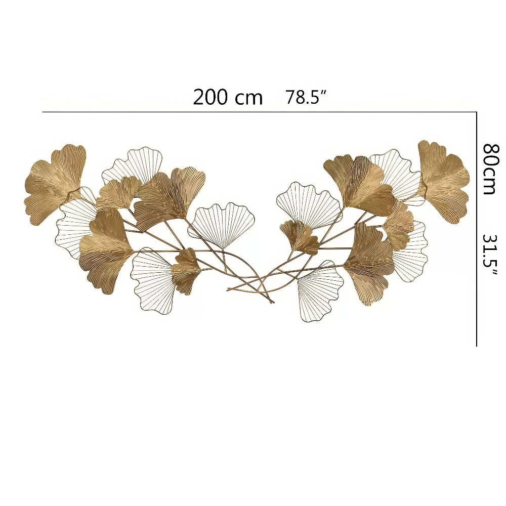 Decoratiune Metalica de Perete LuxCanva® Twin Glow A2024, din Metal, Orizontal, Gold, Dimensiune Mare 200 x 80 cm