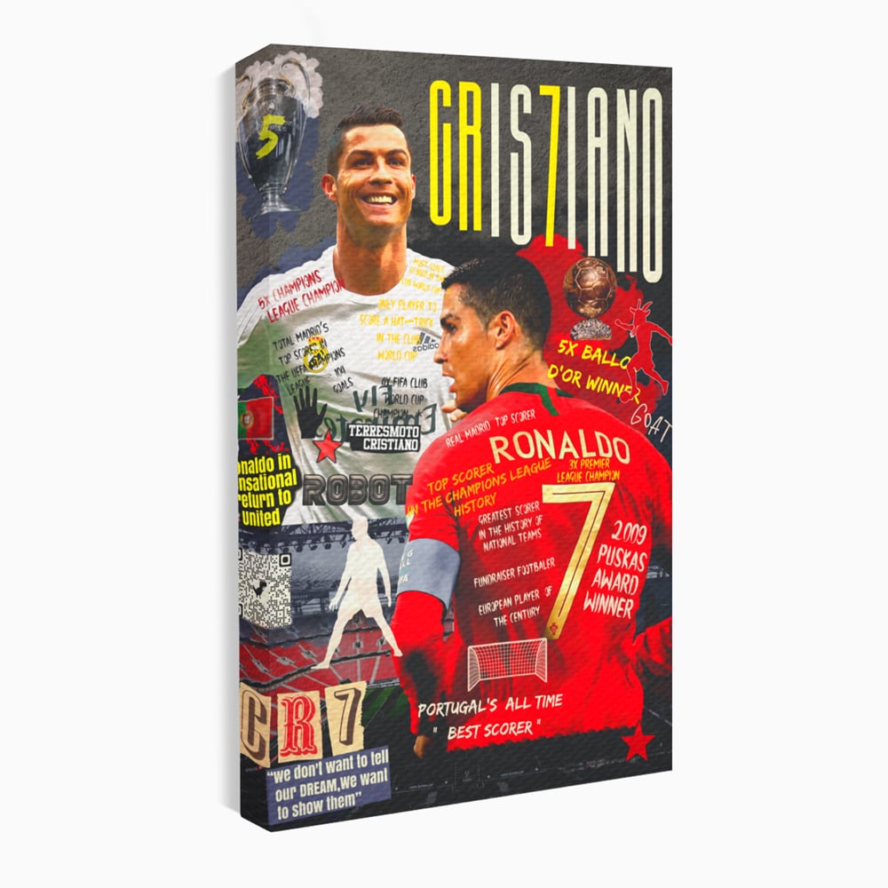 Tablou Canvas Premium LuxCanva® A1001, Cristiano Ronaldo ,Decorativ, Motivational, Sport, Vedete, Culori Vibrante