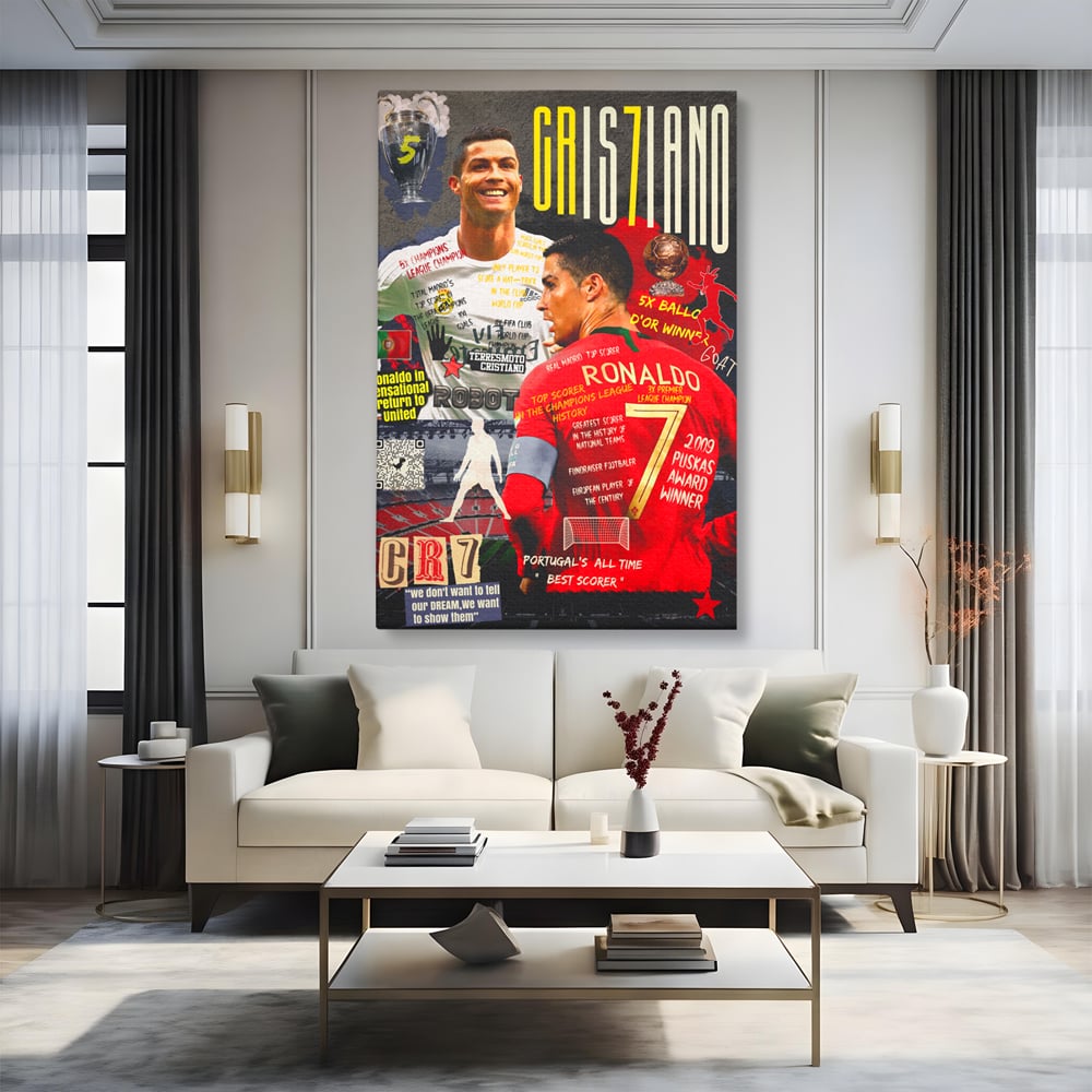 Leinwandbilder Premium LuxCanva® A1001, Cristiano Ronaldo ,Dekorativ, Motivierend, Sport, Sport, Sterne, Lebendige Farben