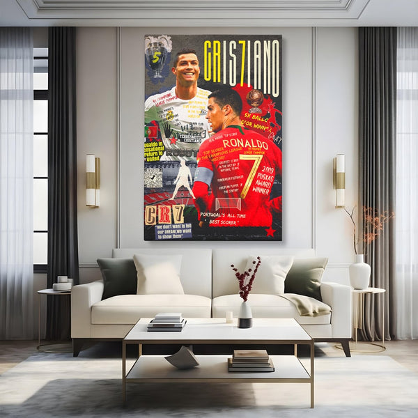 Tablou Canvas Premium LuxCanva® A1001, Cristiano Ronaldo ,Decorativ, Motivational, Sport, Vedete, Culori Vibrante