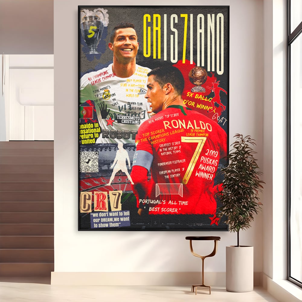 Leinwandbilder Premium LuxCanva® A1001, Cristiano Ronaldo ,Dekorativ, Motivierend, Sport, Sport, Sterne, Lebendige Farben