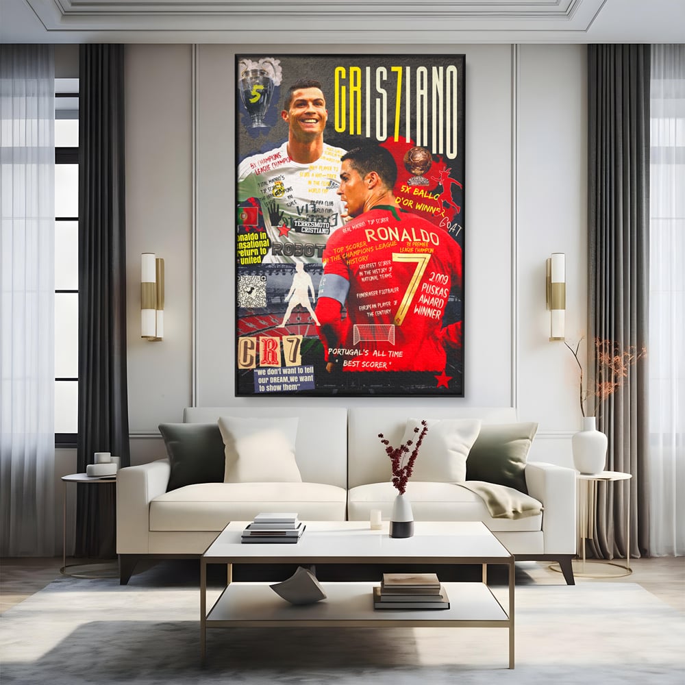 Leinwandbilder Premium LuxCanva® A1001, Cristiano Ronaldo ,Dekorativ, Motivierend, Sport, Sport, Sterne, Lebendige Farben
