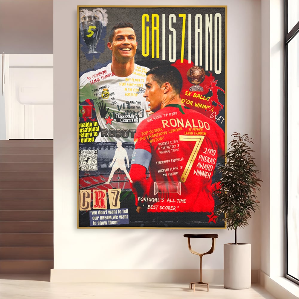 Leinwandbilder Premium LuxCanva® A1001, Cristiano Ronaldo ,Dekorativ, Motivierend, Sport, Sport, Sterne, Lebendige Farben
