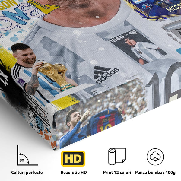 Tablou Canvas Premium LuxCanva® A1010, Lionel Messi ,Decorativ, Sport, Fotbal, Culori Vibrante